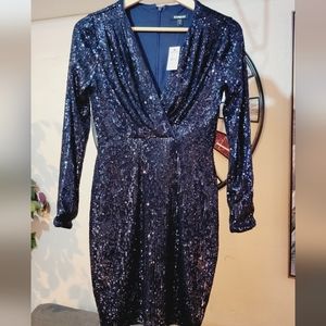 EXPRESS Navy Sequins party mini dress
